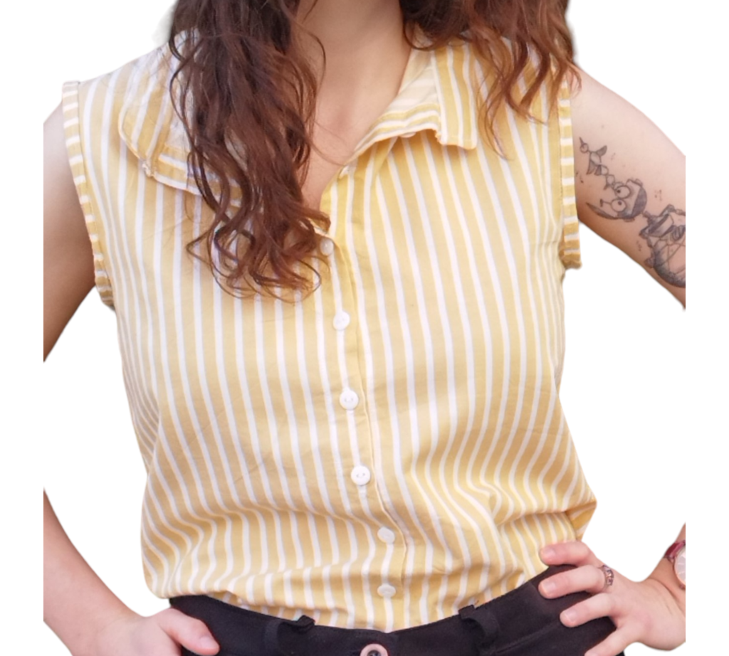 Chemisier CAMAIEU Liberty Ton Gris-jaune - Coton - Taille 38 Environ - Manches Longues - Occasion Très Bon état